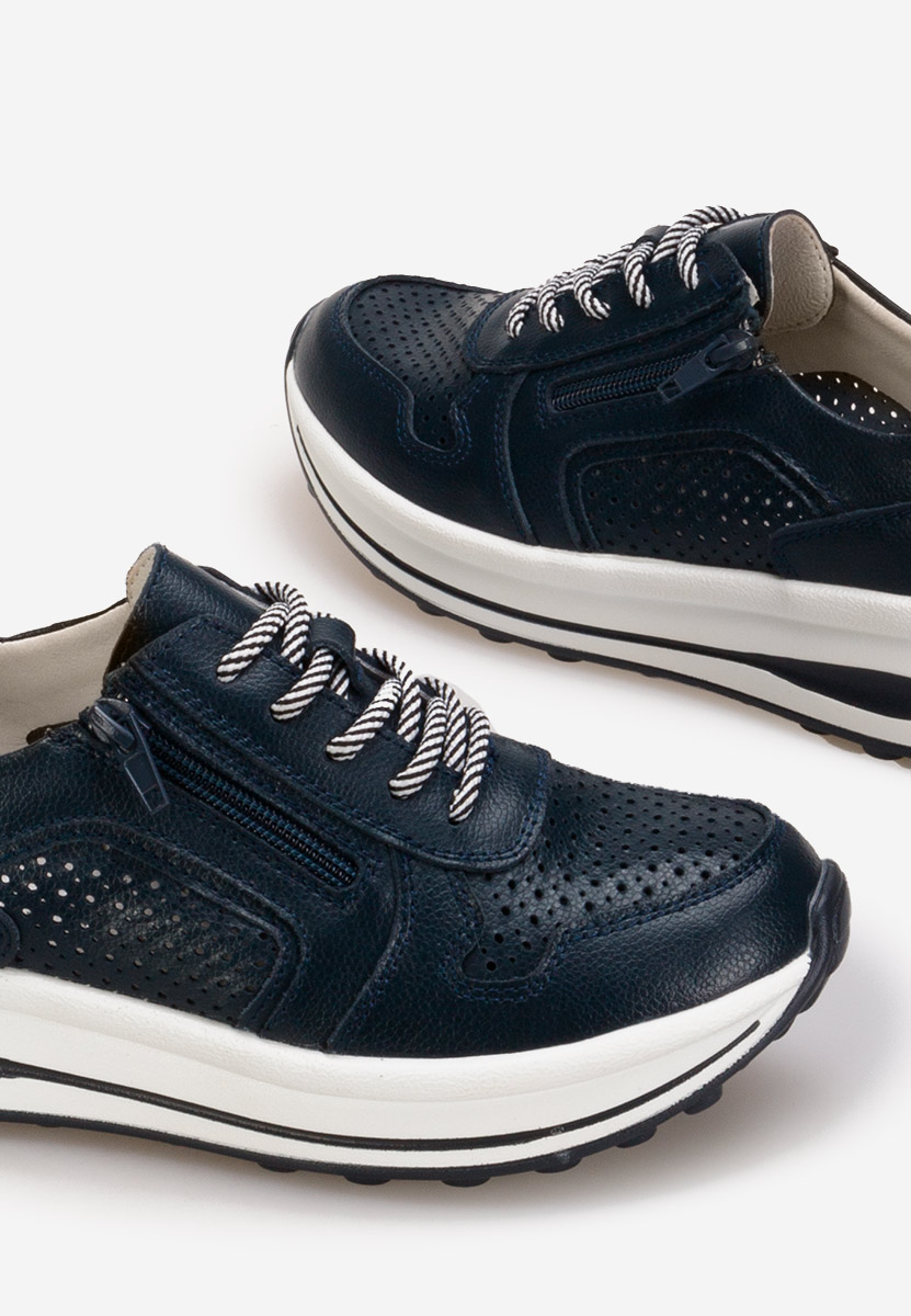 Tmavě modré kožené dámské sneakersy Cidra