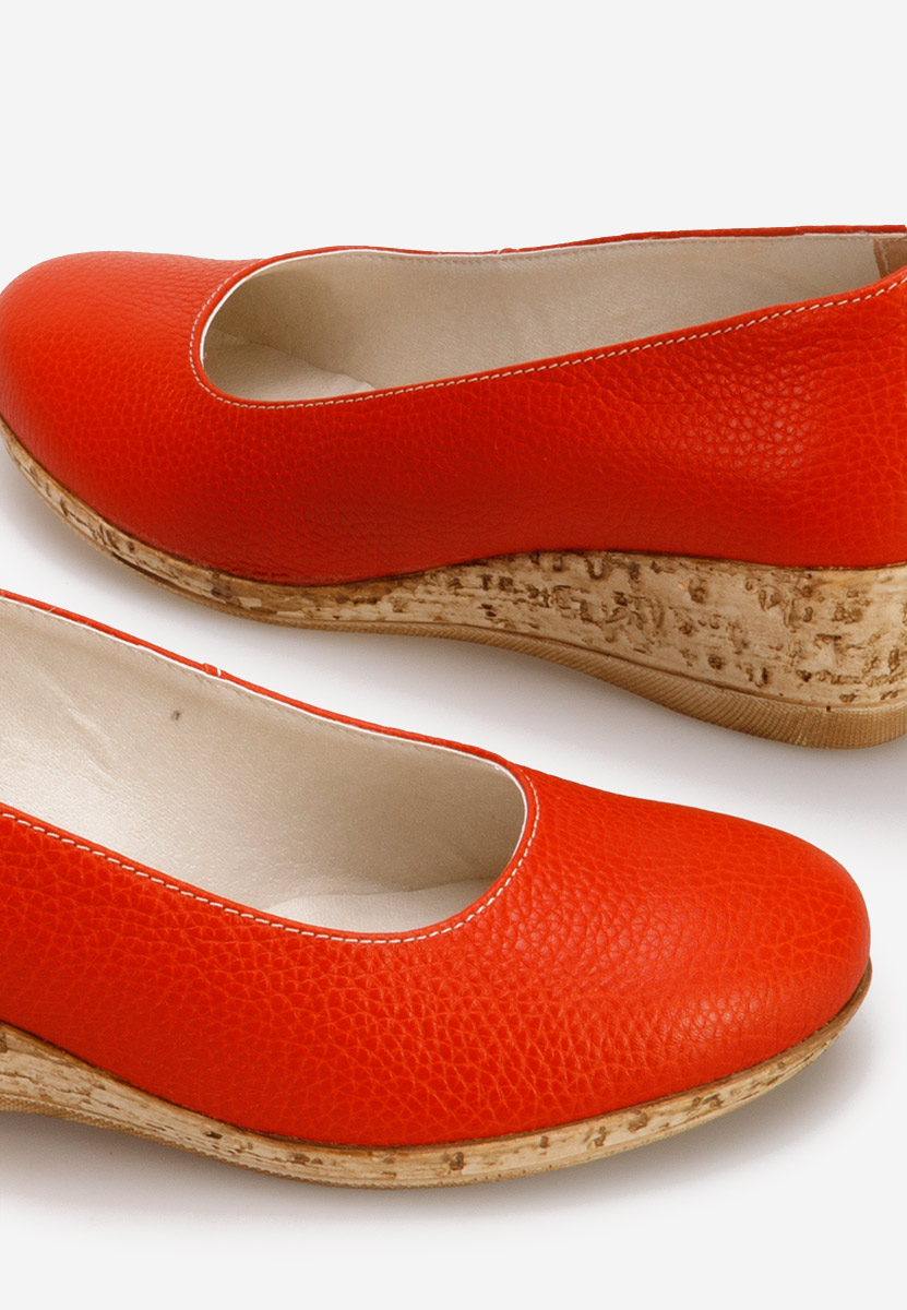 Oranžové lodičky na klínku Sonia V3