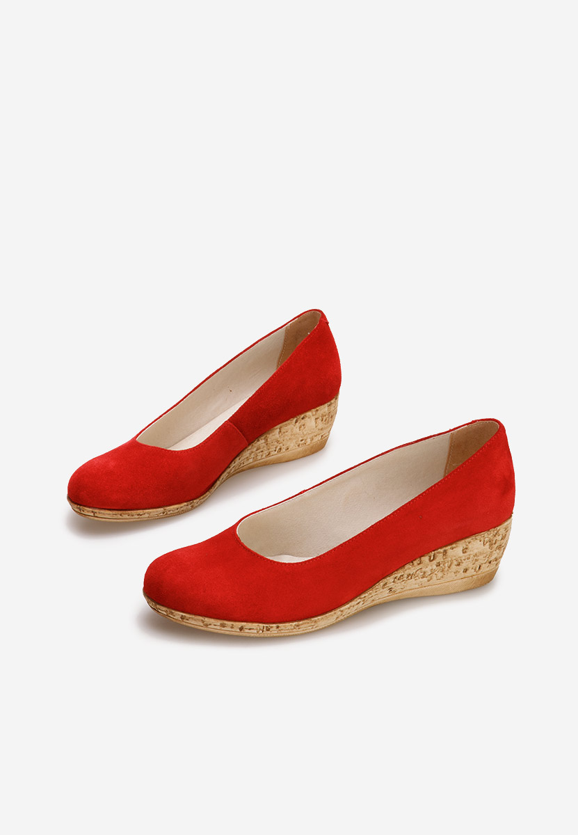 Červené lodičky na klínku Sonia