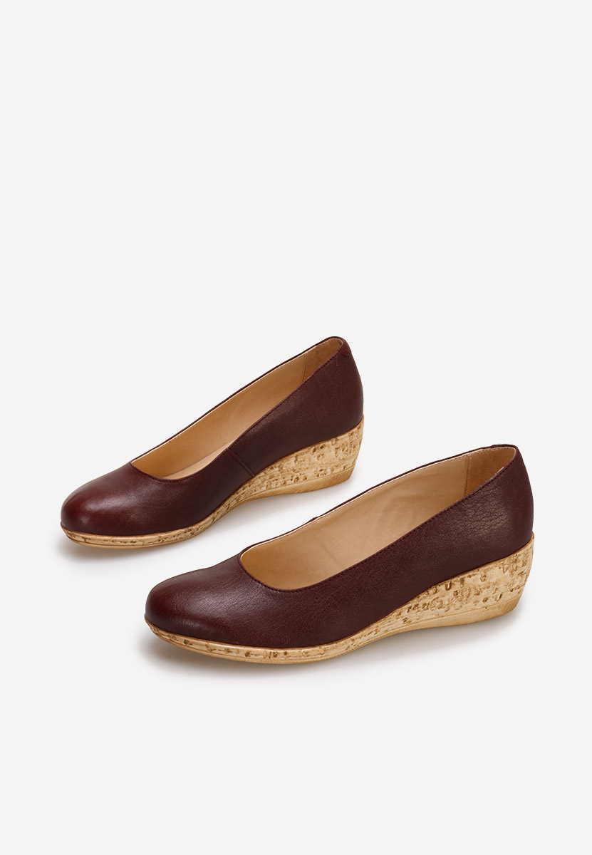 Bordové lodičky na klínku Sonia V3