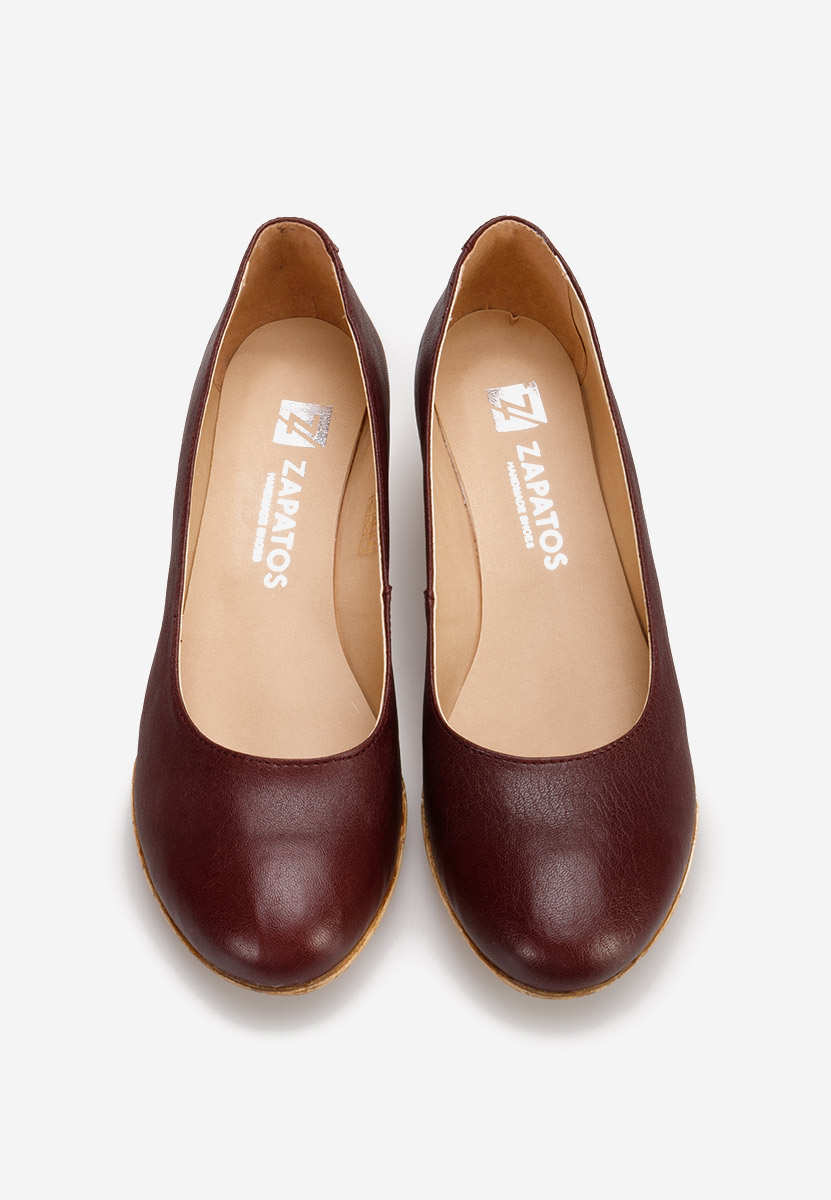 Bordové lodičky na klínku Sonia V3