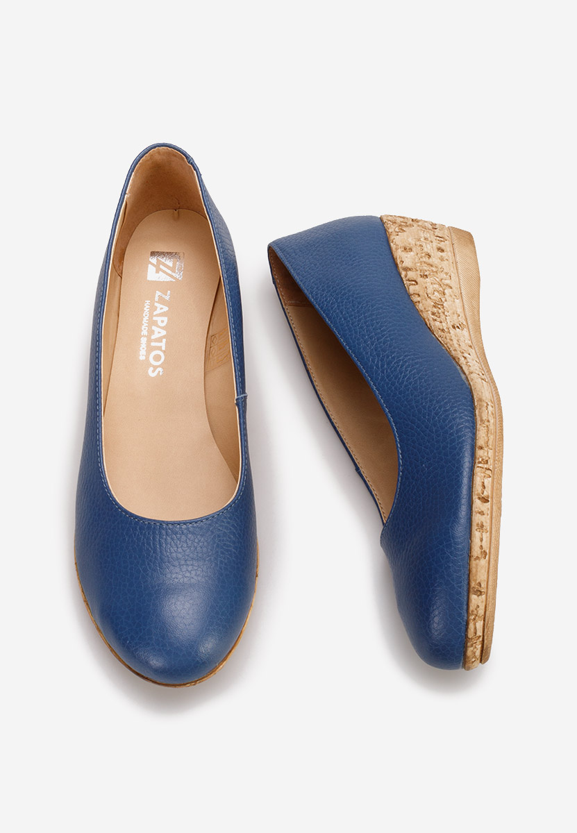 Tmavě modré lodičky na klínku Sonia V3