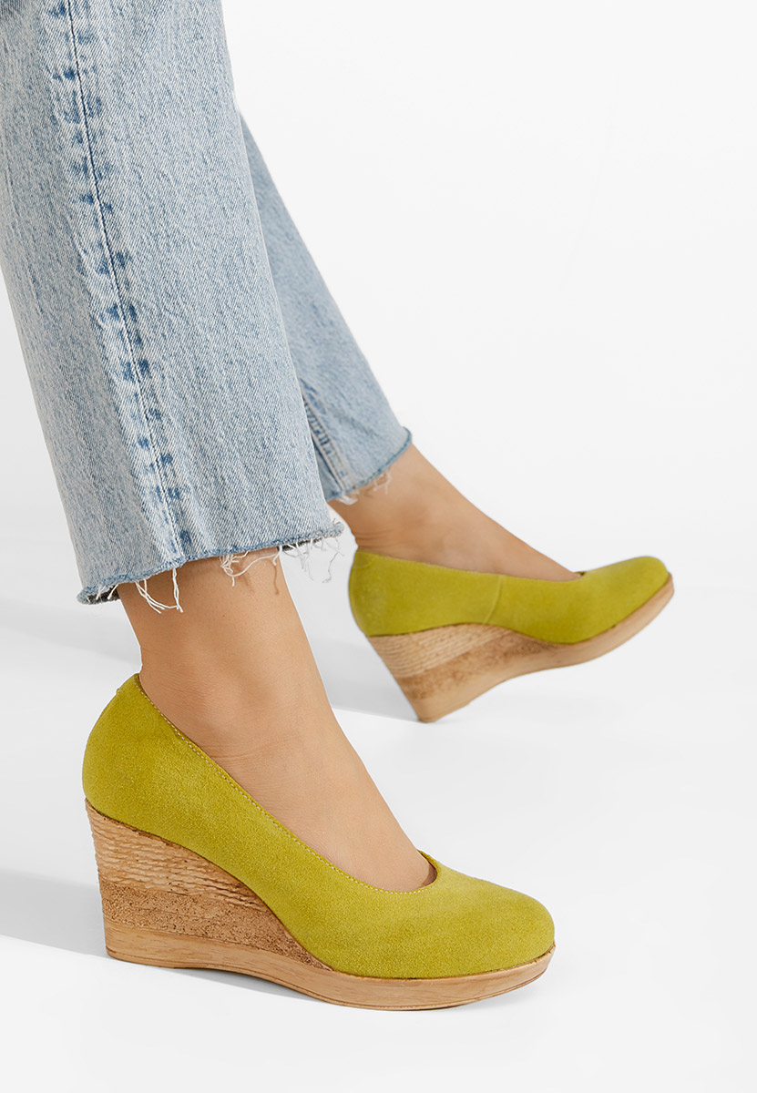 Žlutá lodičky na klínku Zola V3