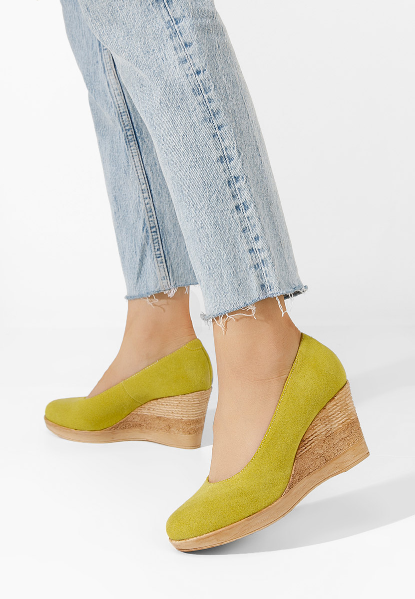 Žlutá lodičky na klínku Zola V3