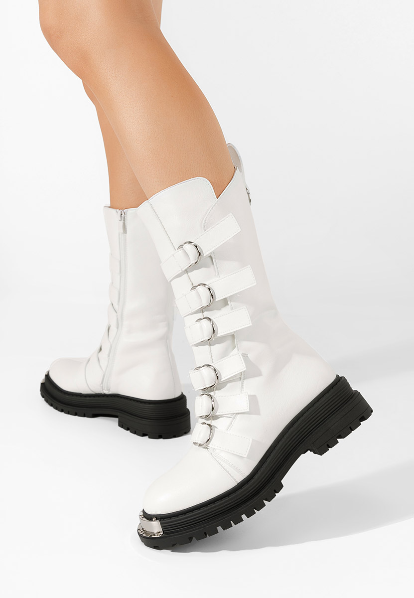 Bílé šněrovací kozačky Lunia