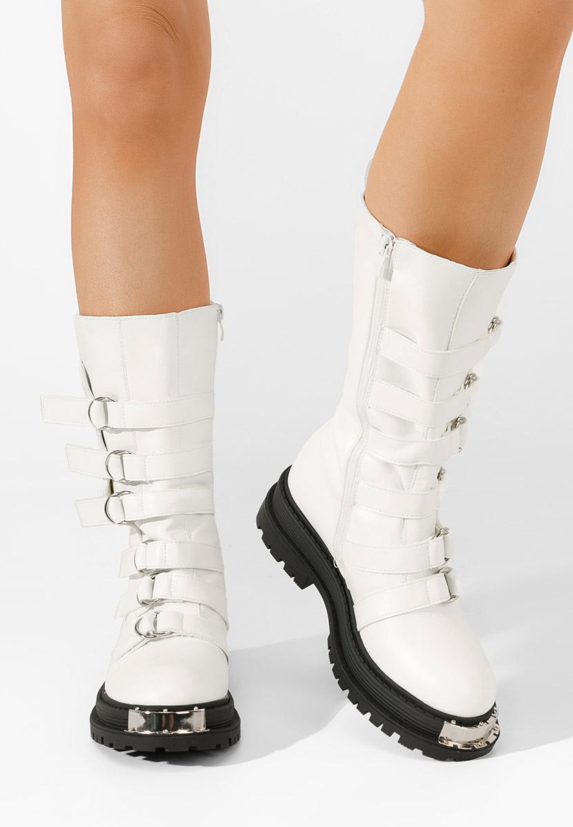 Bílé šněrovací kozačky Lunia