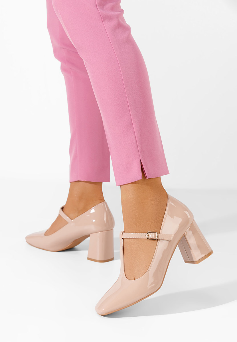 Béžové lodičky na hrubém podpatku Mevana