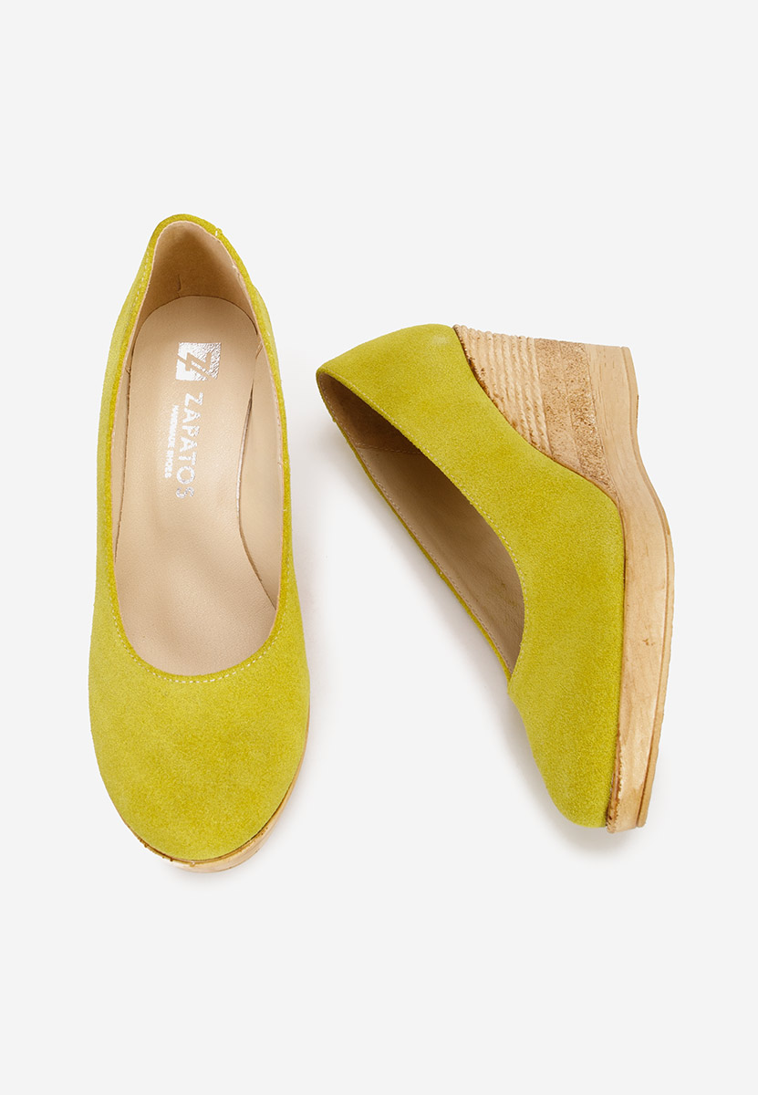 Žlutá lodičky na klínku Zola V3