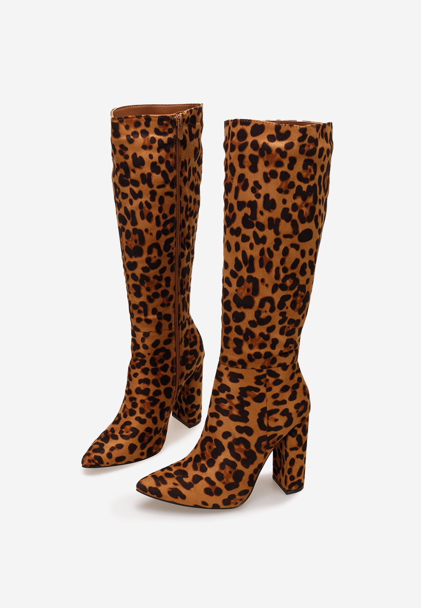 Leopardí kozačky na podpatku Zentha