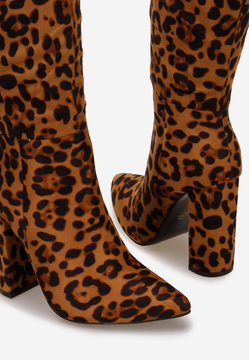 Leopardí kozačky na podpatku Zentha