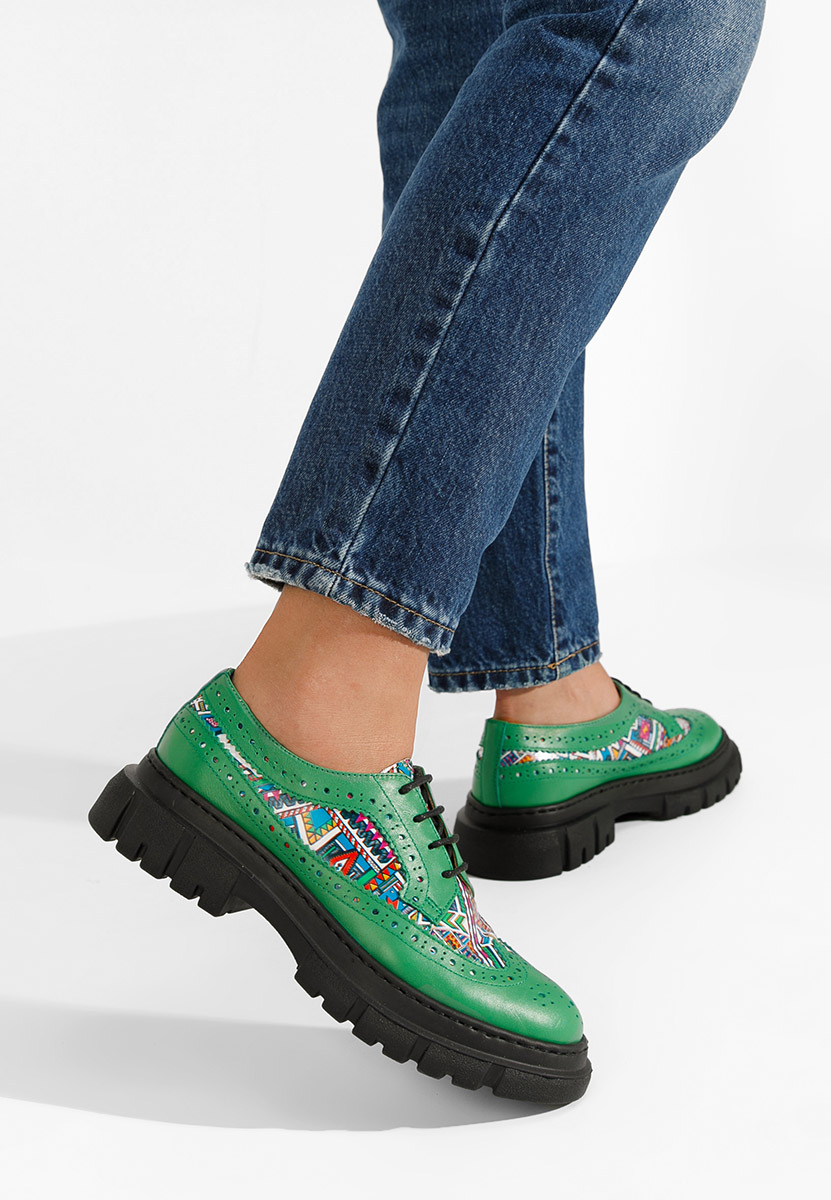 Zelené dámské brogue obuv Henise V5