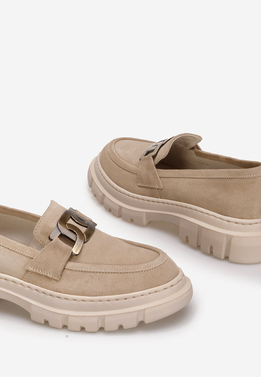 Béžové mokasíny dámské kožené Haza V4 Béžové mokasíny dámské kožené Haza V4