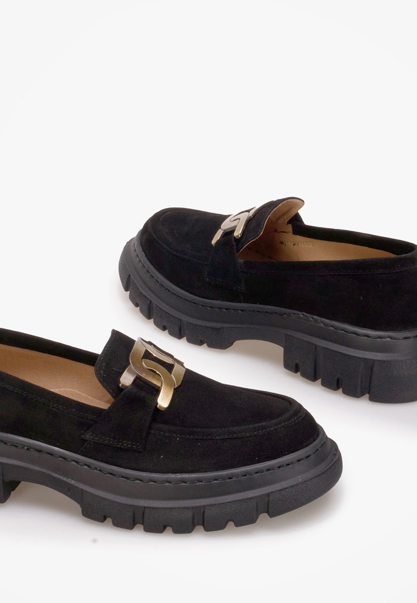 Černé mokasíny dámské kožené Haza V4 Černé mokasíny dámské kožené Haza V4