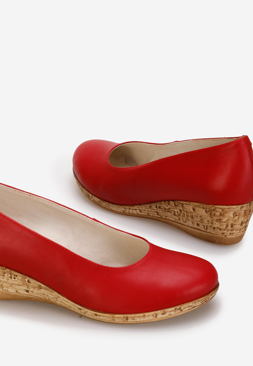Červené lodičky na klínku Sonia V3