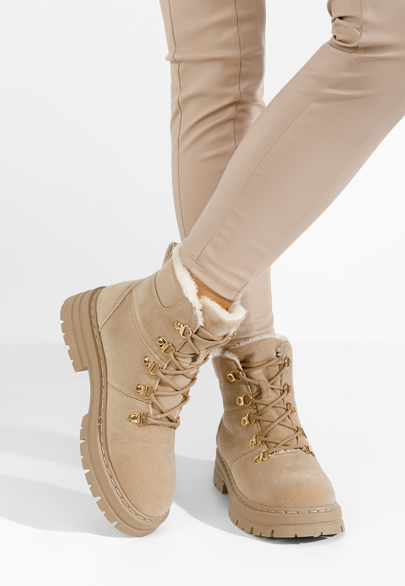 Khaki šněrovací kotníkové boty Lunesa