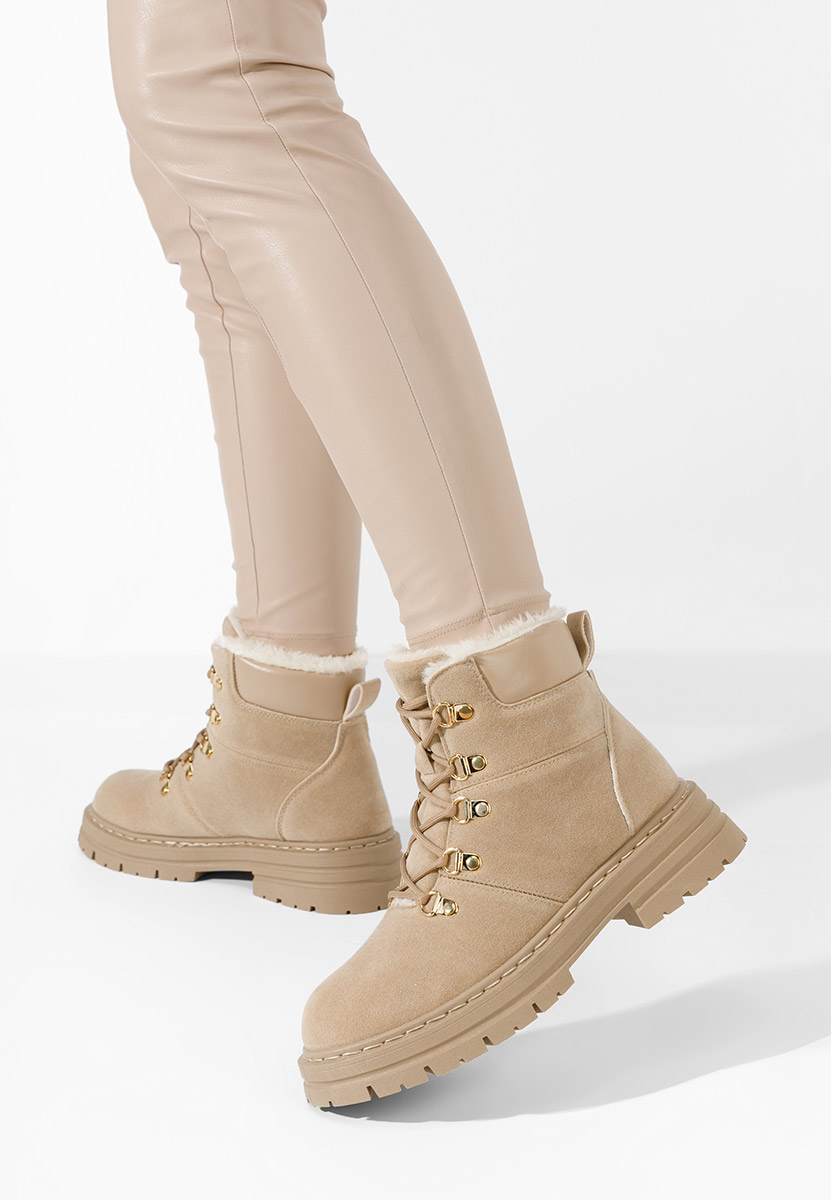 Khaki šněrovací kotníkové boty Lunesa