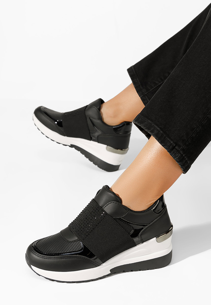 Černé dámské tenisky na klínku Valesca