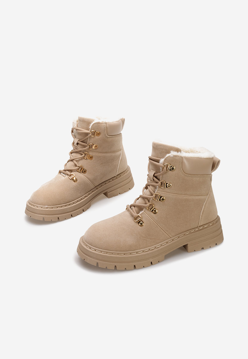 Khaki šněrovací kotníkové boty Lunesa