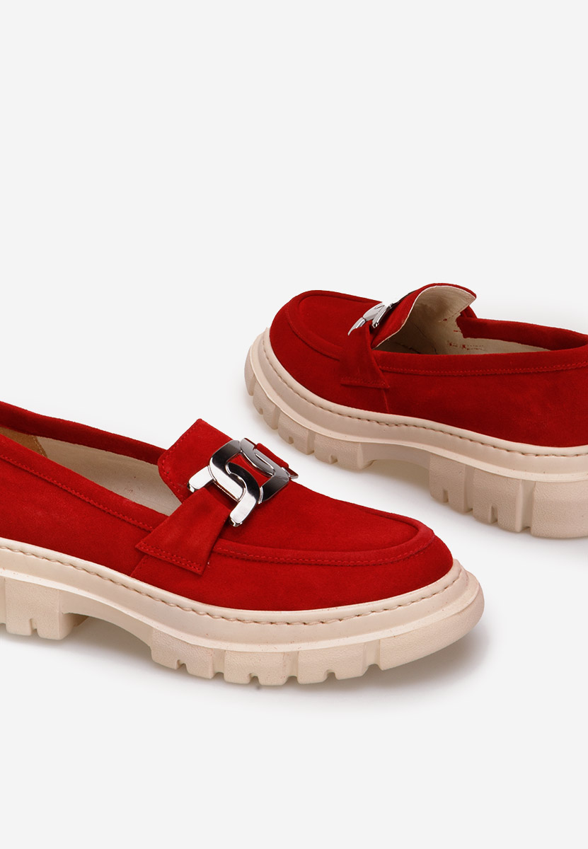 Červené mokasíny dámské kožené Haza V3 Červené mokasíny dámské kožené Haza V3