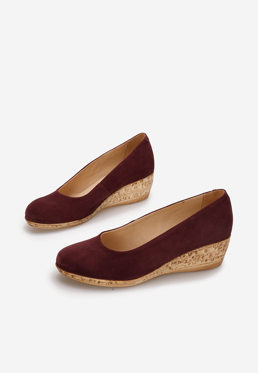 Bordové lodičky na klínku Sonia