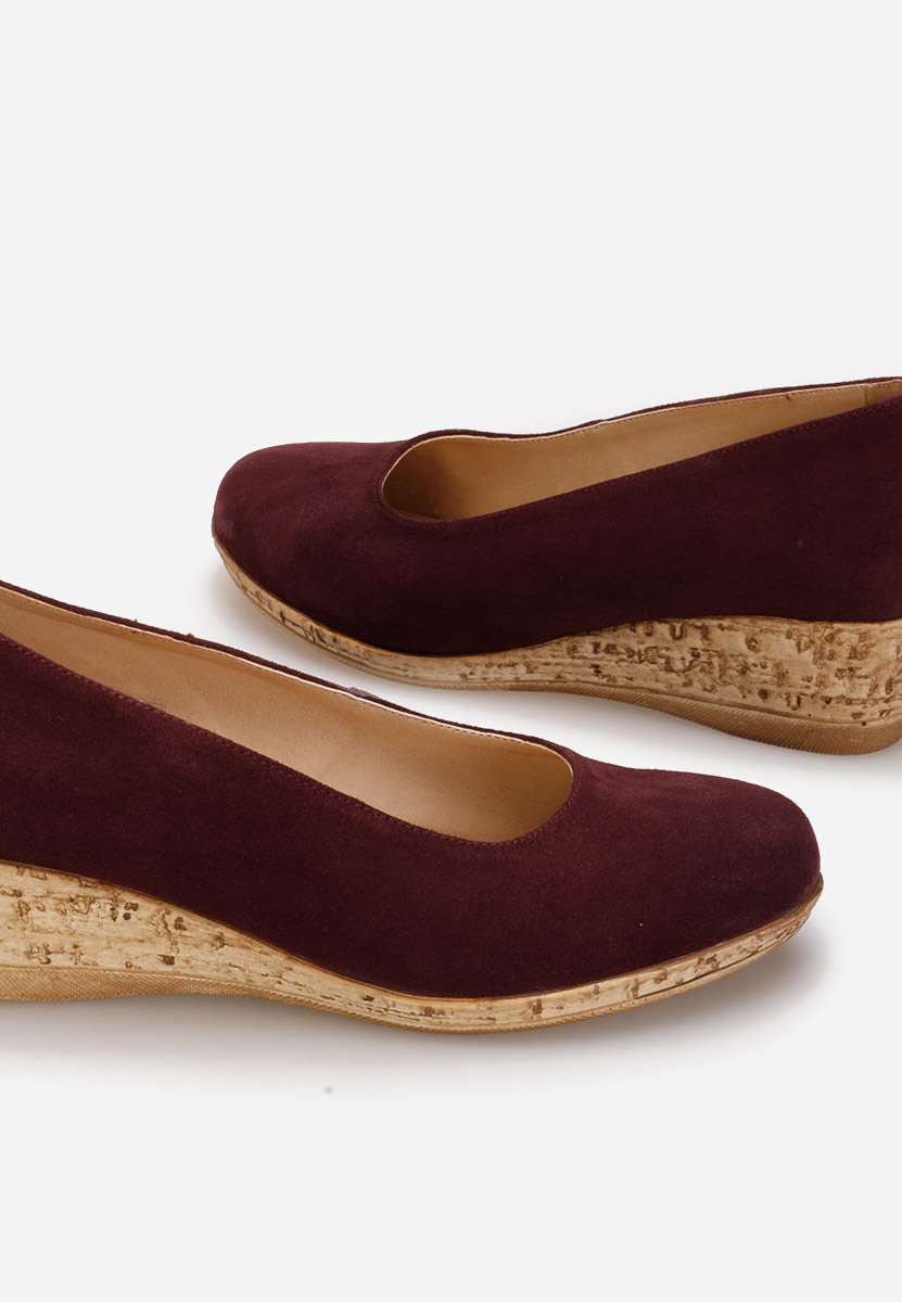 Bordové lodičky na klínku Sonia