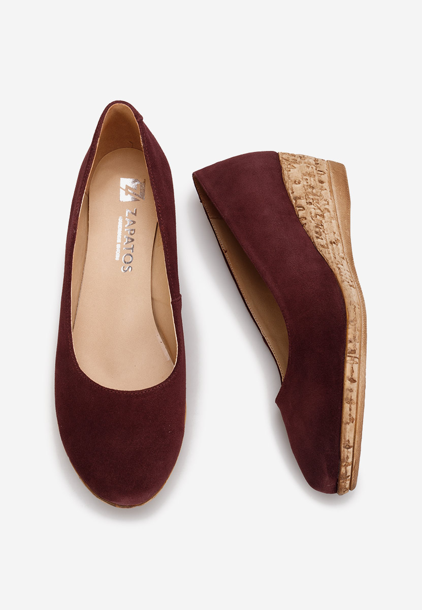 Bordové lodičky na klínku Sonia