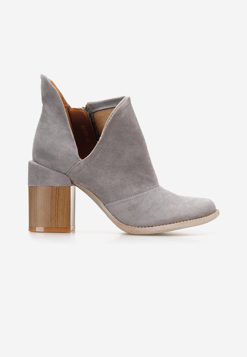 Šedé kotníkové boty na podpatku Odeisa