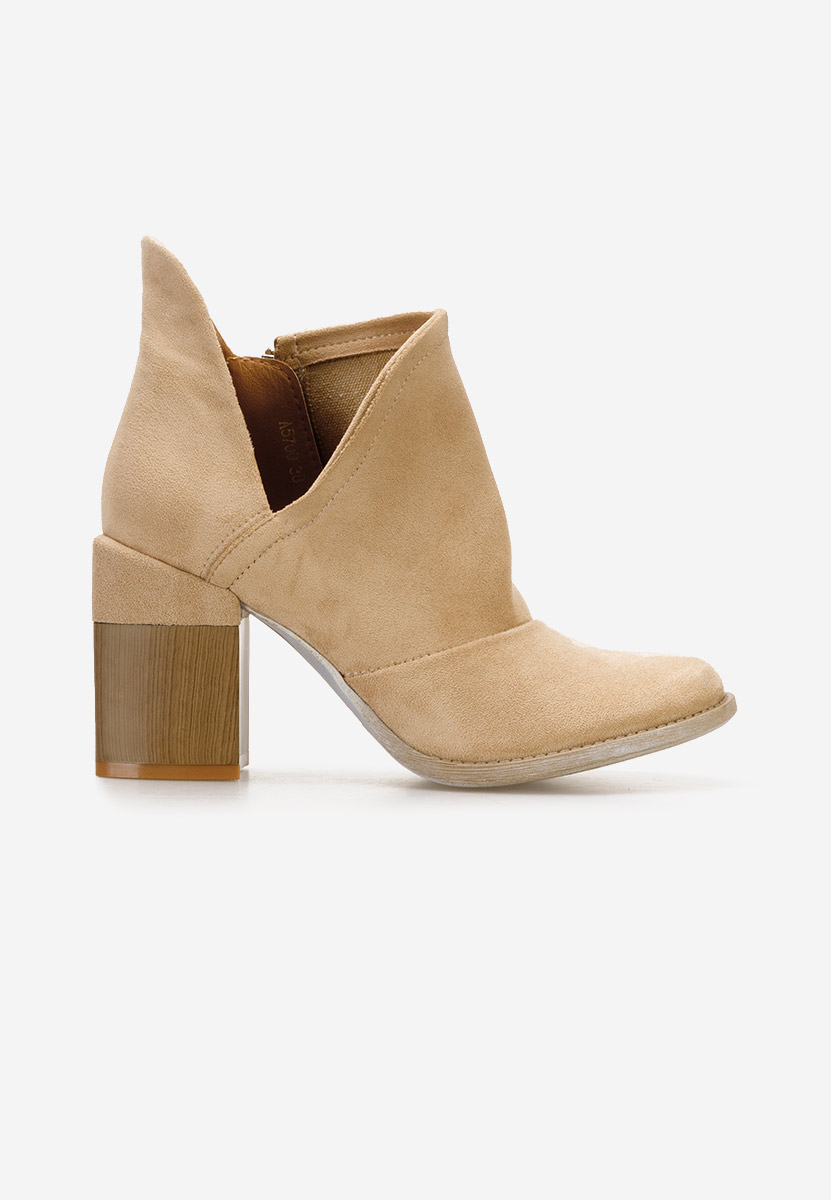 Khaki kotníkové boty na podpatku Odeisa