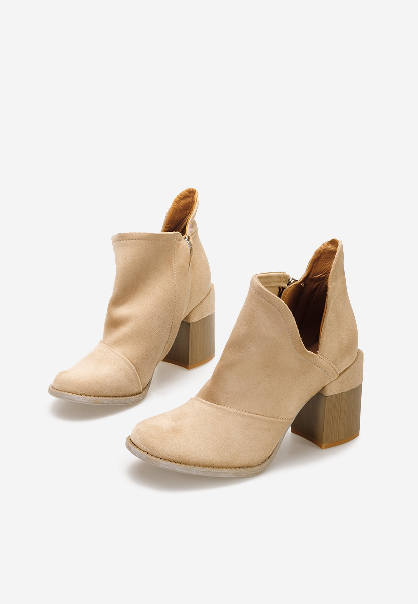 Khaki kotníkové boty na podpatku Odeisa