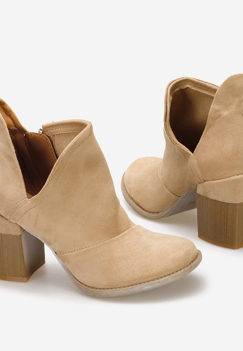 Khaki kotníkové boty na podpatku Odeisa