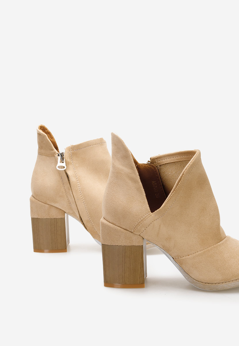 Khaki kotníkové boty na podpatku Odeisa