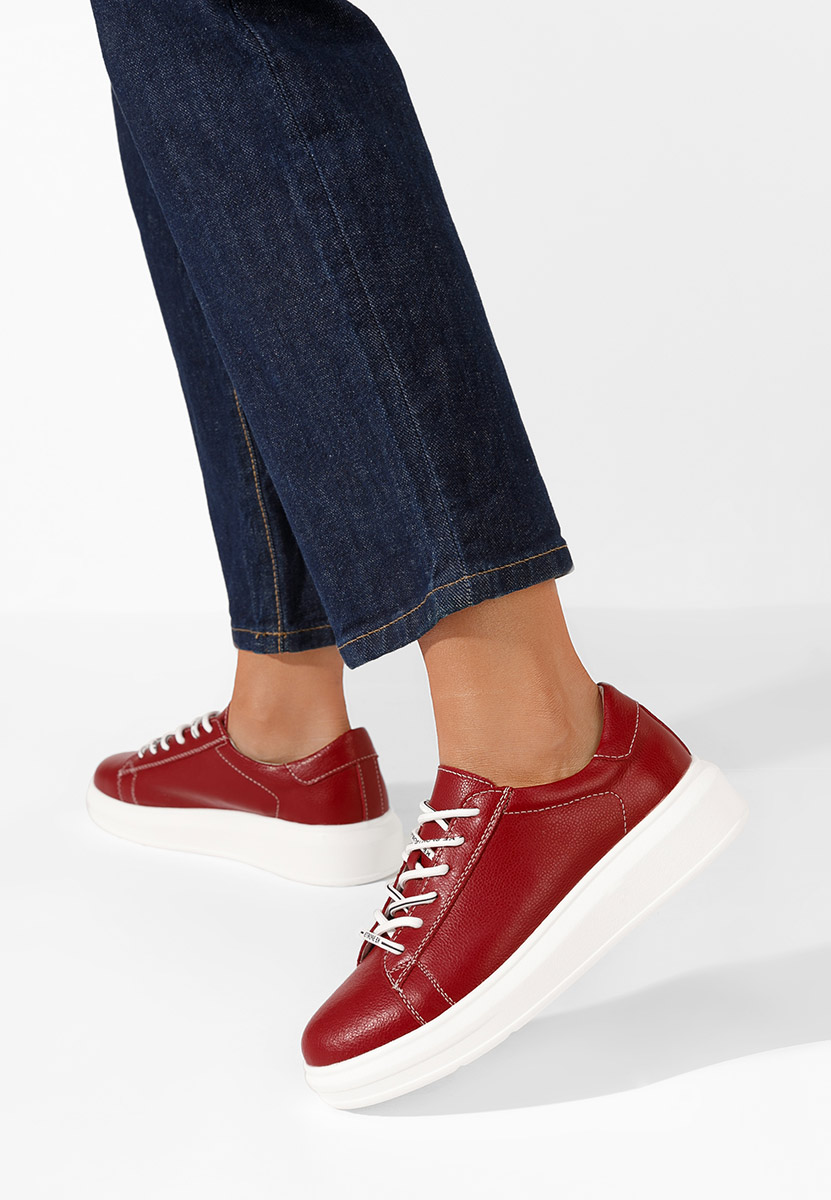 Červené kožené dámské sneakersy Atrium
