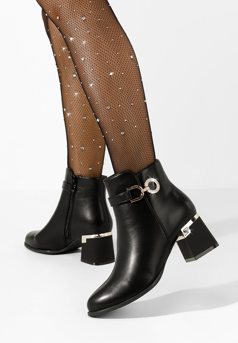 Černé kotníkové boty na podpatku Margie