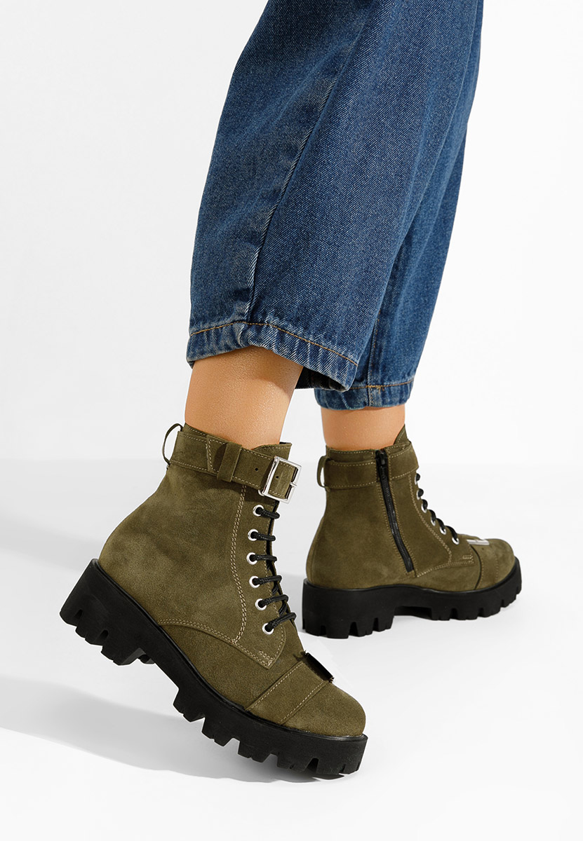 Khaki dámske kožené workery Antonina V2