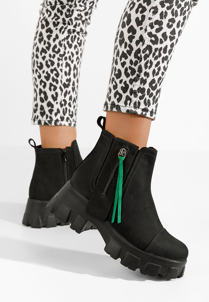 Černé kožené kotníkové boty Endless V2