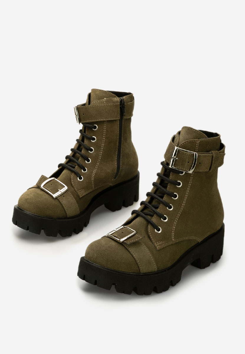 Khaki dámske kožené workery Antonina V2