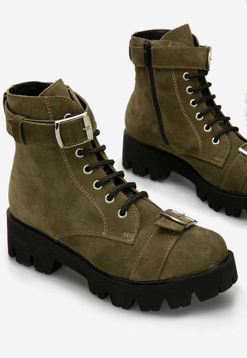 Khaki dámske kožené workery Antonina V2