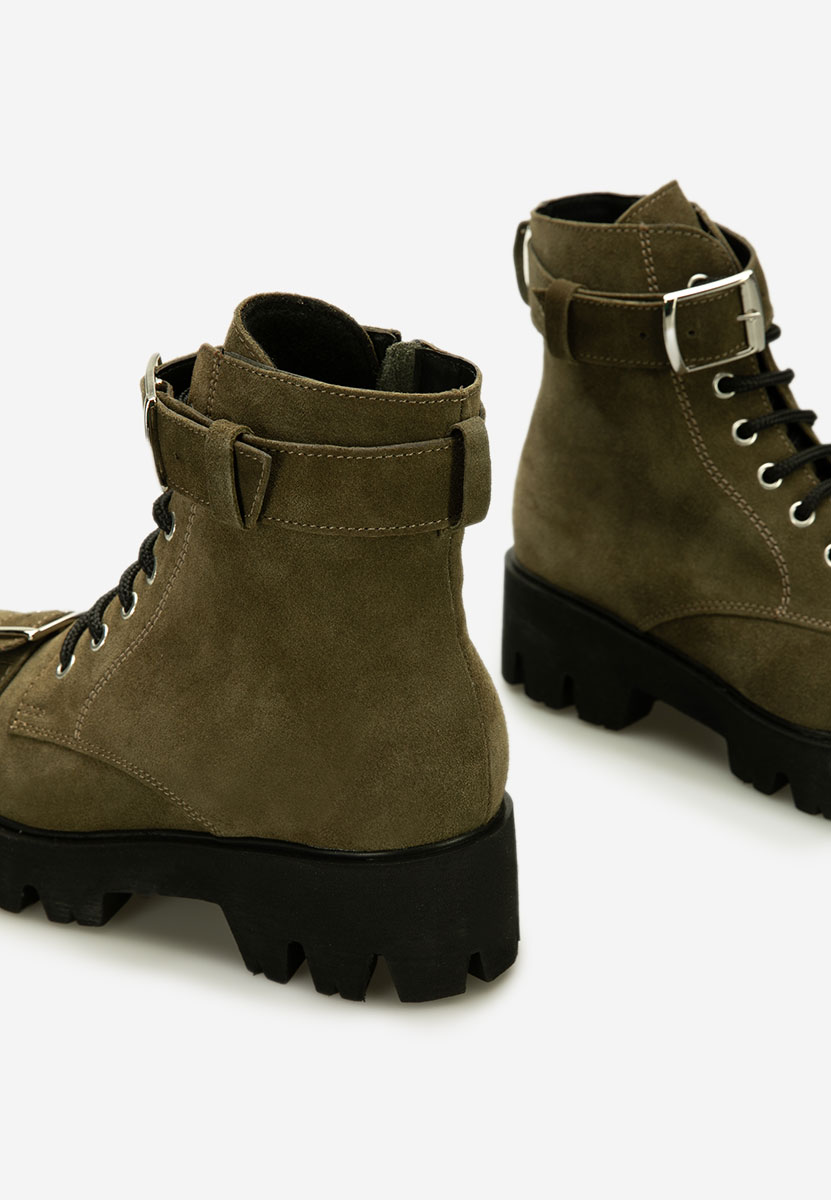 Khaki dámske kožené workery Antonina V2