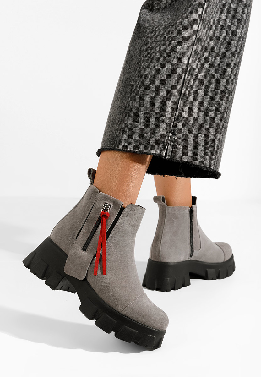 Šedé kožené kotníkové boty Endless V2