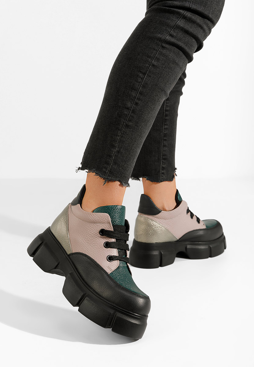 Viacfarebné kožené kotníkové boty Kianna