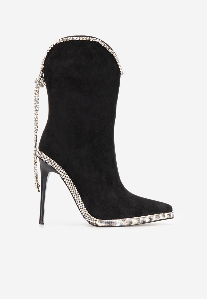 Černé kotníkové boty na podpatku Zivina