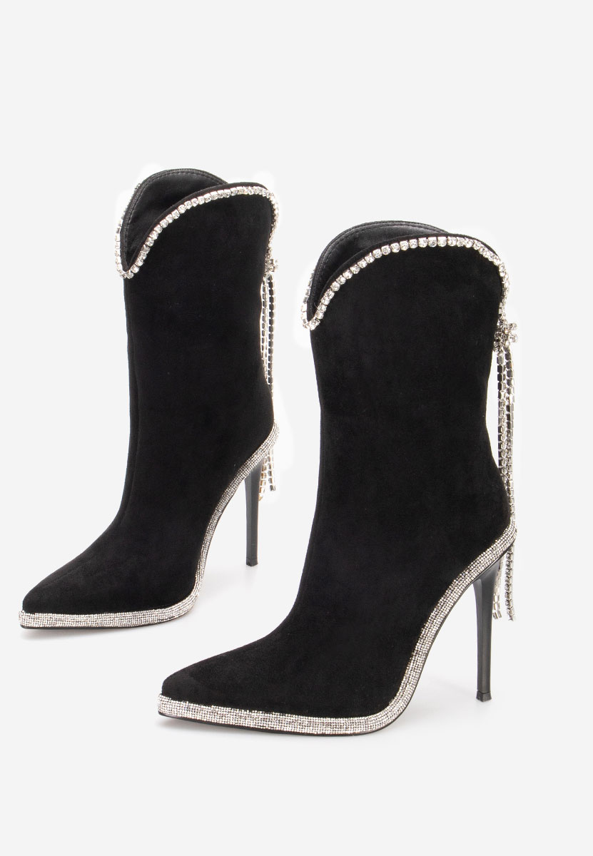 Černé kotníkové boty na podpatku Zivina