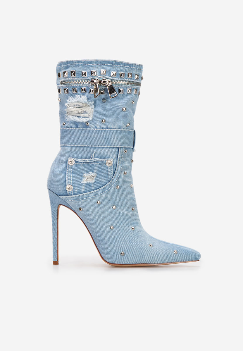 Modré kotníkové boty na vysokém podpatku Azzaro