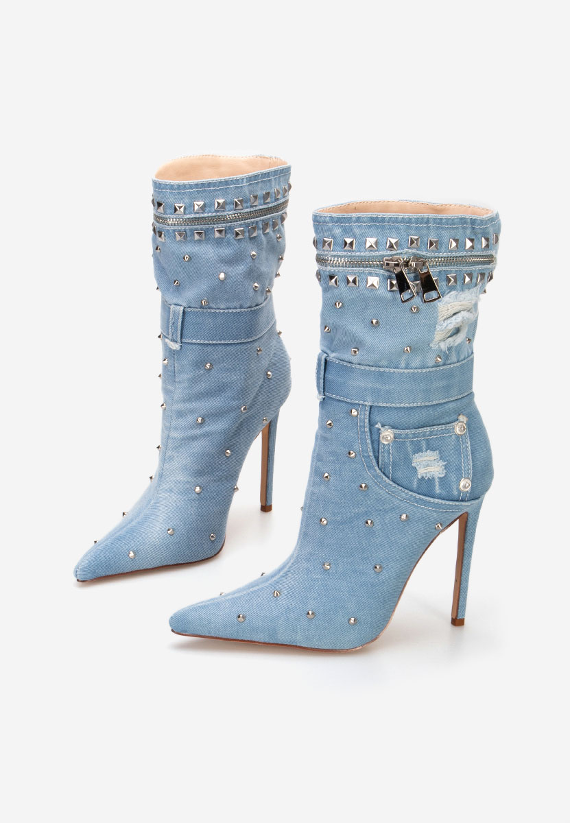 Modré kotníkové boty na vysokém podpatku Azzaro