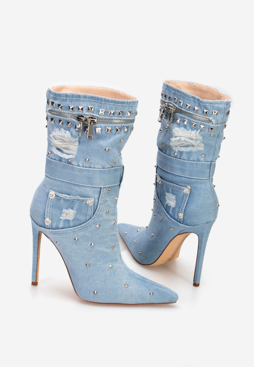 Modré kotníkové boty na vysokém podpatku Azzaro