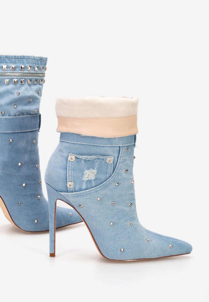 Modré kotníkové boty na vysokém podpatku Azzaro