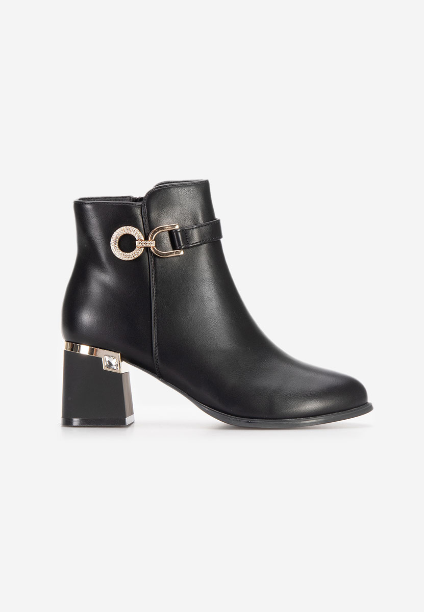 Černé kotníkové boty na podpatku Margie