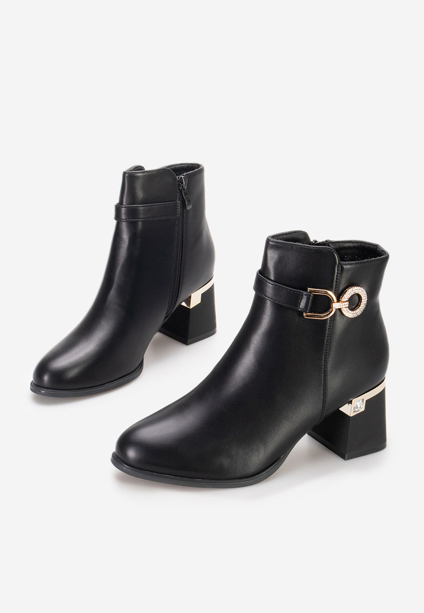 Černé kotníkové boty na podpatku Margie