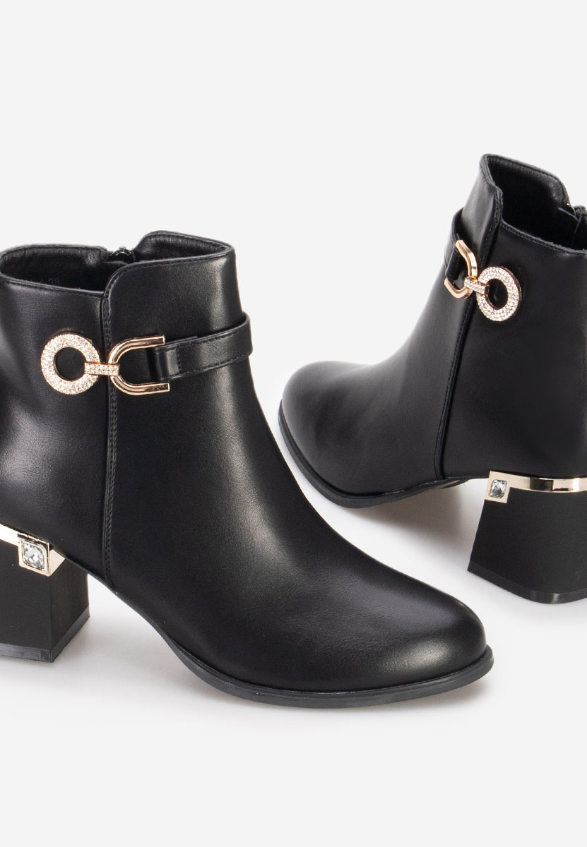 Černé kotníkové boty na podpatku Margie