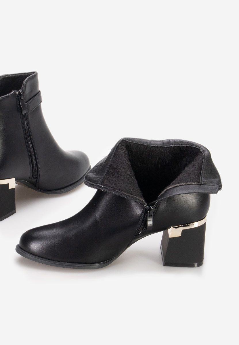 Černé kotníkové boty na podpatku Margie